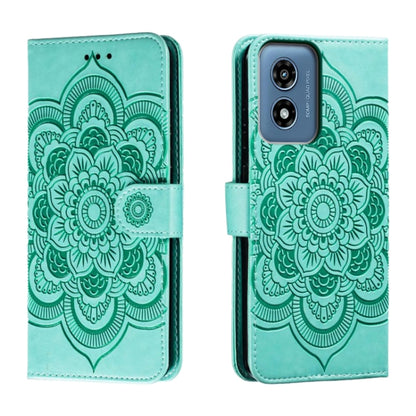 For Motorola Moto G Play 2024 Sun Mandala Embossing Pattern Phone Leather Case(Green) by buy2fix