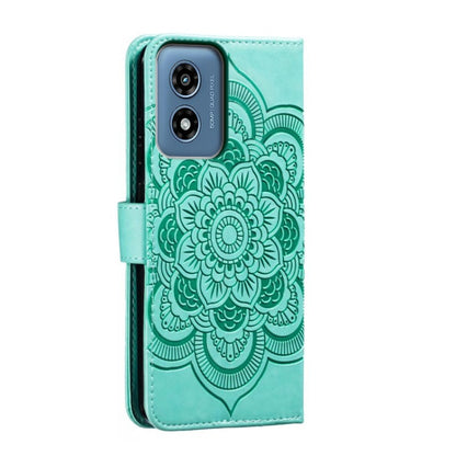For Motorola Moto G Play 2024 Sun Mandala Embossing Pattern Phone Leather Case(Green) by buy2fix