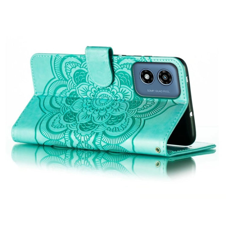 For Motorola Moto G Play 2024 Sun Mandala Embossing Pattern Phone Leather Case(Green) by buy2fix