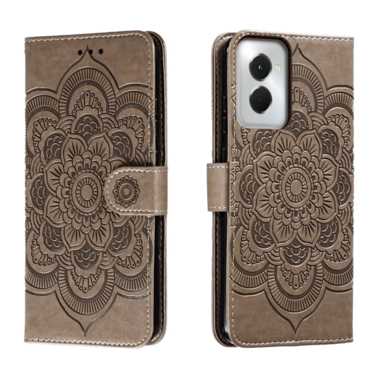 For Motorola Moto G Power 5G 2024 Sun Mandala Embossing Pattern Phone Leather Case(Grey) by buy2fix