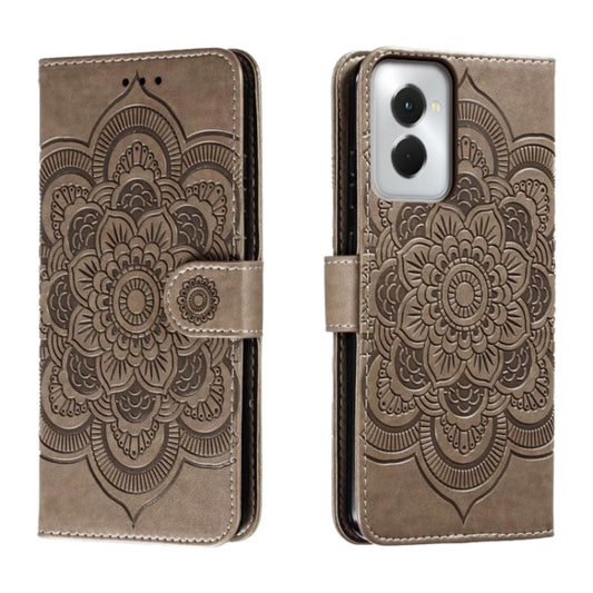 For Motorola Moto G Power 5G 2024 Sun Mandala Embossing Pattern Phone Leather Case(Grey) by buy2fix