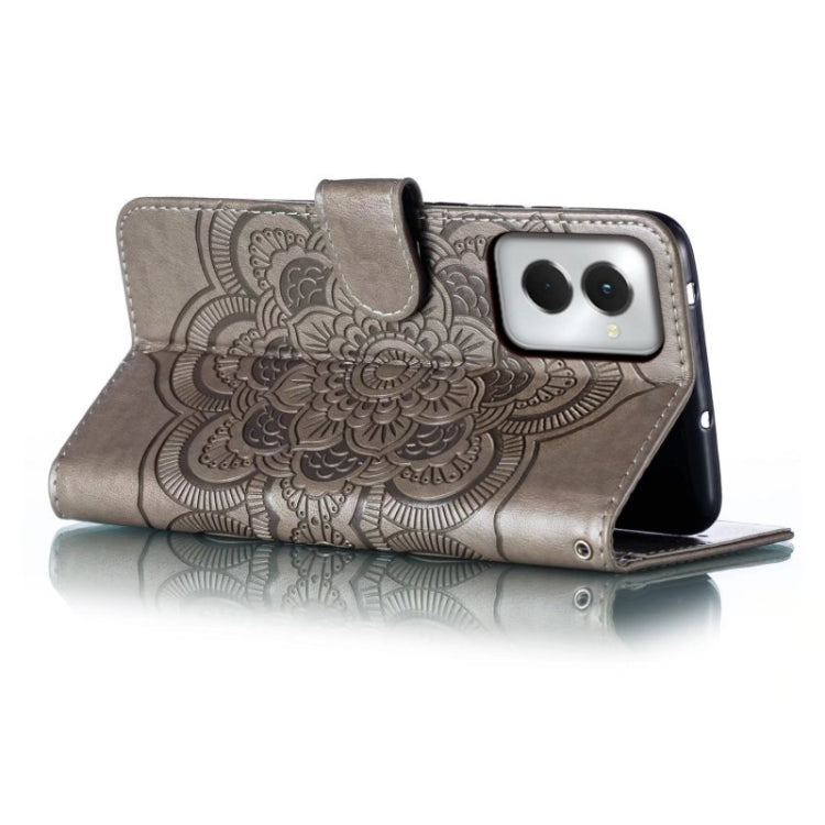 For Motorola Moto G Power 5G 2024 Sun Mandala Embossing Pattern Phone Leather Case(Grey) by buy2fix