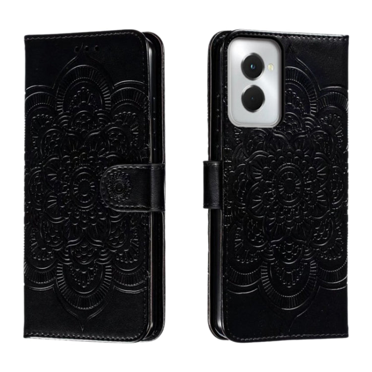 For Motorola Moto G Power 5G 2024 Sun Mandala Embossing Pattern Phone Leather Case(Black) by buy2fix