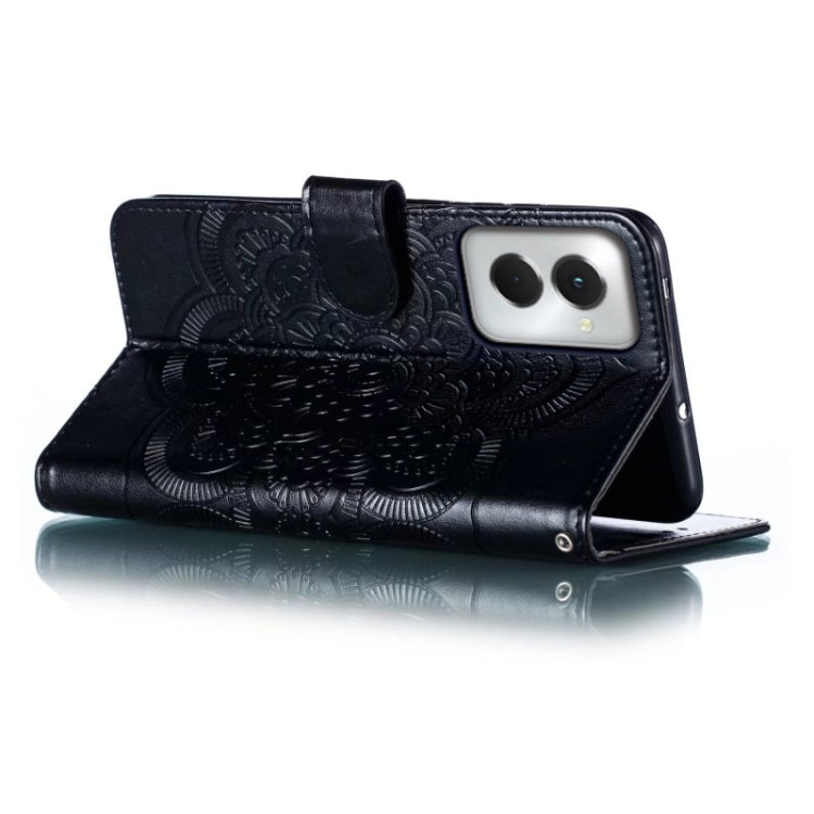 For Motorola Moto G Power 5G 2024 Sun Mandala Embossing Pattern Phone Leather Case(Black) by buy2fix