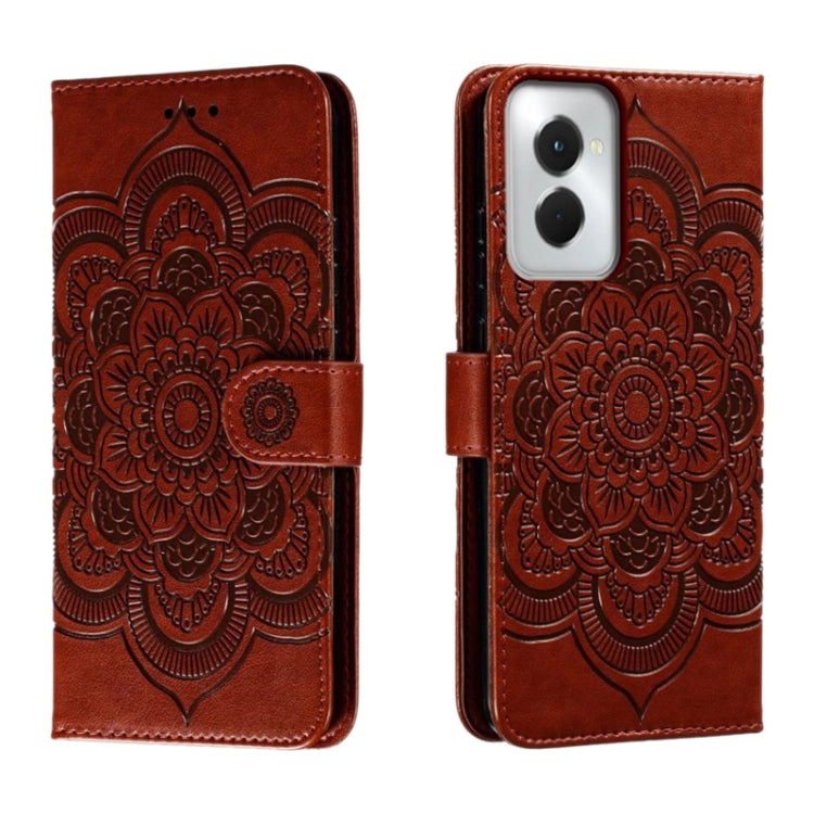 For Motorola Moto G Power 5G 2024 Sun Mandala Embossing Pattern Phone Leather Case(Brown) by buy2fix