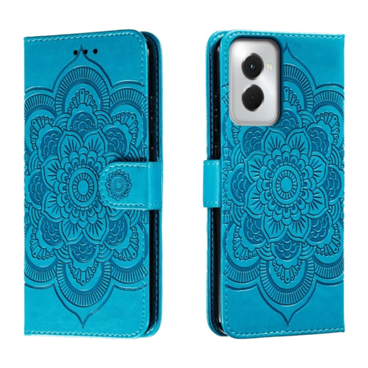 For Motorola Moto G Power 5G 2024 Sun Mandala Embossing Pattern Phone Leather Case(Blue) by buy2fix