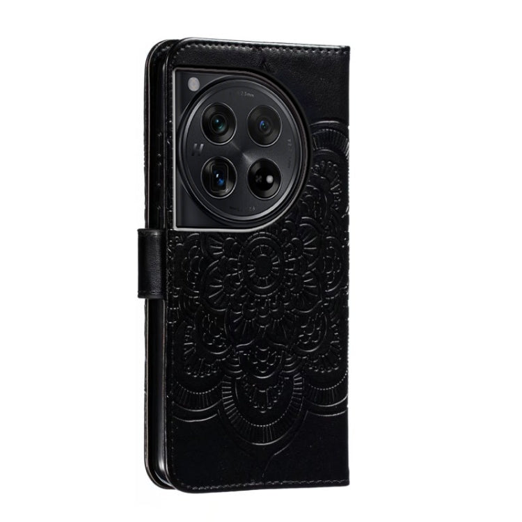 For OnePlus 12 Sun Mandala Embossing Pattern Phone Leather Case(Black) by buy2fix