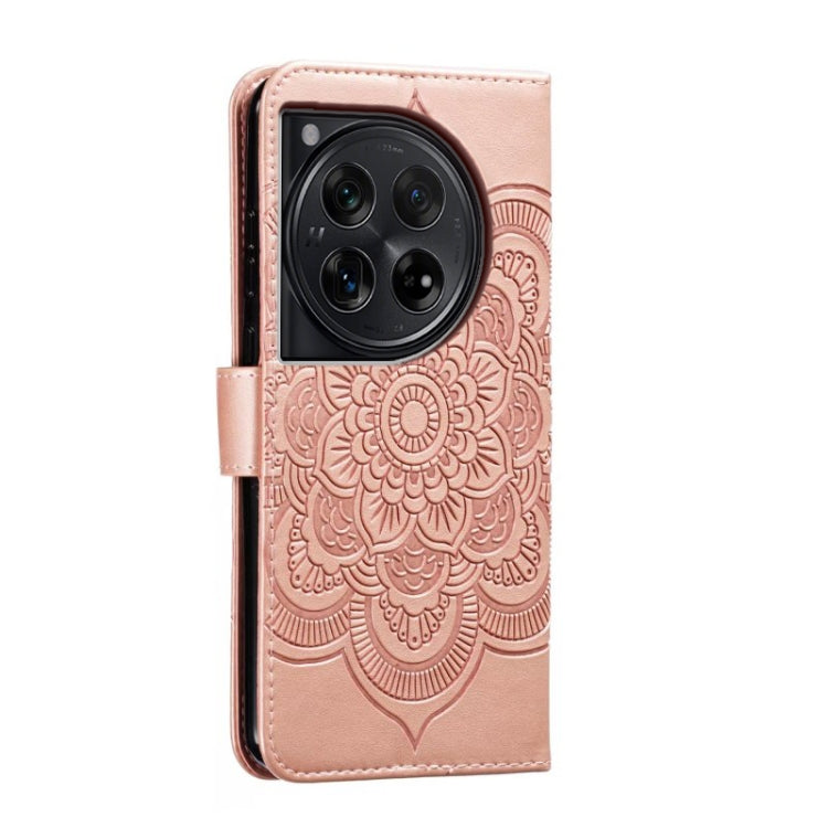 For OnePlus 12 Sun Mandala Embossing Pattern Phone Leather Case(Rose Gold) by buy2fix