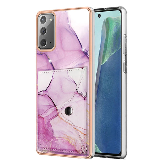 For Samsung Galaxy Note20 Marble Pattern IMD Card Slot Phone Case(Pink Purple Gold) by buy2fix