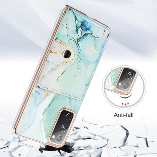 For Samsung Galaxy S20 FE 5G Marble Pattern IMD Card Slot Phone Case(Green) by buy2fix