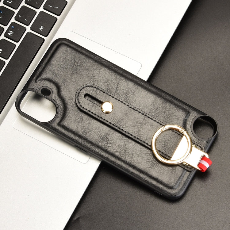 For Nothing CMF Phone 1 Wristband Leather Back Phone Case(Black) - More Brand by buy2fix | Online Shopping UK | buy2fix