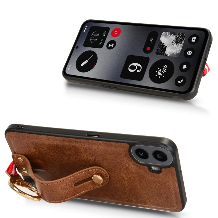 For Nothing CMF Phone 1 Wristband Leather Back Phone Case(Brown) - Nothing Cases by buy2fix | Online Shopping UK | buy2fix