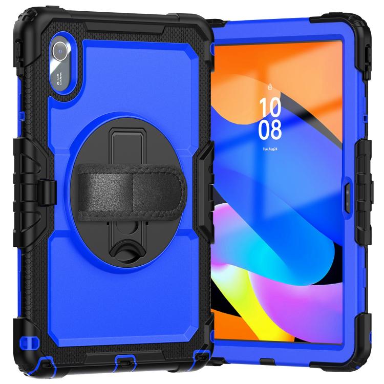 For Lenovo Xiaoxin Pad 2024 / 2025 Silicone Hybrid PC Tablet Case with Shoulder Strap(Black Dark Blue PC) - Lenovo by buy2fix | Online Shopping UK | buy2fix