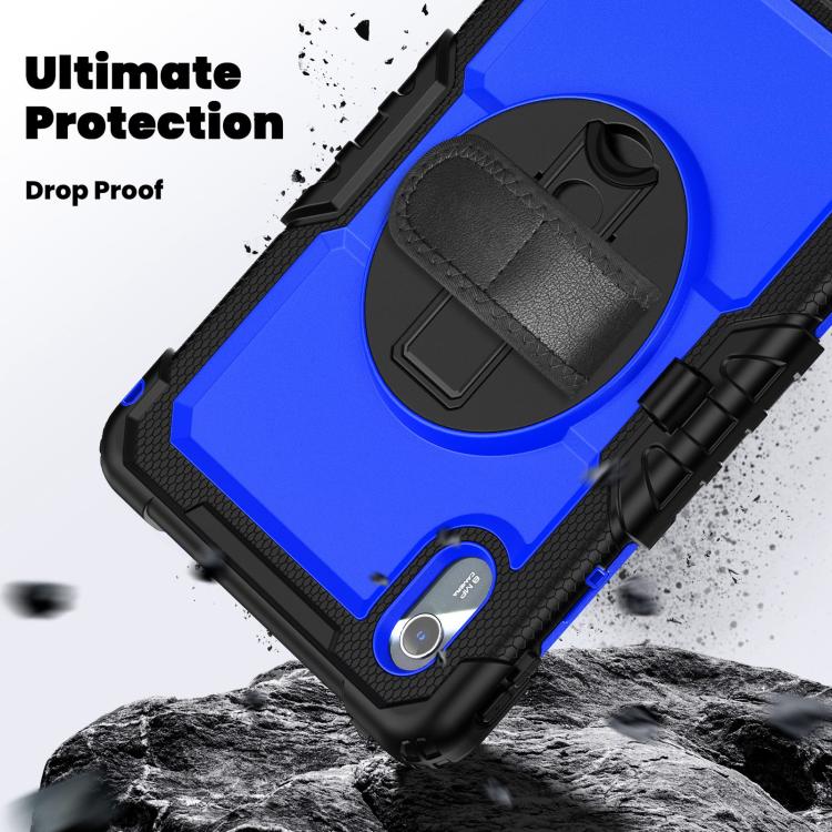 For Lenovo Xiaoxin Pad 2024 / 2025 Silicone Hybrid PC Tablet Case with Shoulder Strap(Black Dark Blue PC) - Lenovo by buy2fix | Online Shopping UK | buy2fix