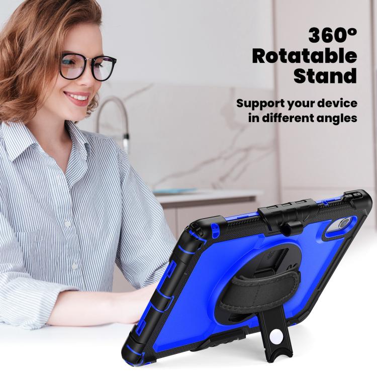 For Lenovo Xiaoxin Pad 2024 / 2025 Silicone Hybrid PC Tablet Case with Shoulder Strap(Black Dark Blue PC) - Lenovo by buy2fix | Online Shopping UK | buy2fix