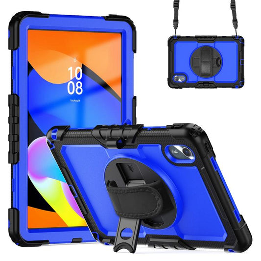 For Lenovo Xiaoxin Pad 2024 / 2025 Silicone Hybrid PC Tablet Case with Shoulder Strap(Black Dark Blue PC) - Lenovo by buy2fix | Online Shopping UK | buy2fix