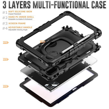 For Lenovo Xiaoxin Pad 2024 / 2025 Handle Silicone Hydric PC Tablet Case with Shoulder Strap(Black) - Lenovo by buy2fix | Online Shopping UK | buy2fix