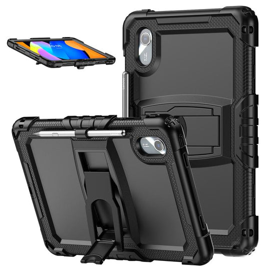For Lenovo Xiaoxin Pad 11 2025 / 2024 Silicone Hydric PC Tablet Case with Shoulder Strap & Holder(Black) - Lenovo by buy2fix | Online Shopping UK | buy2fix