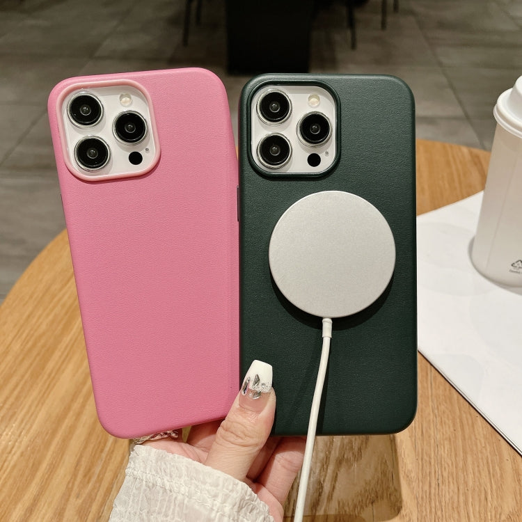 For iPhone 16 Pro Pure Color Leather Magsafe Magnetic Phone Case(Pink) by buy2fix