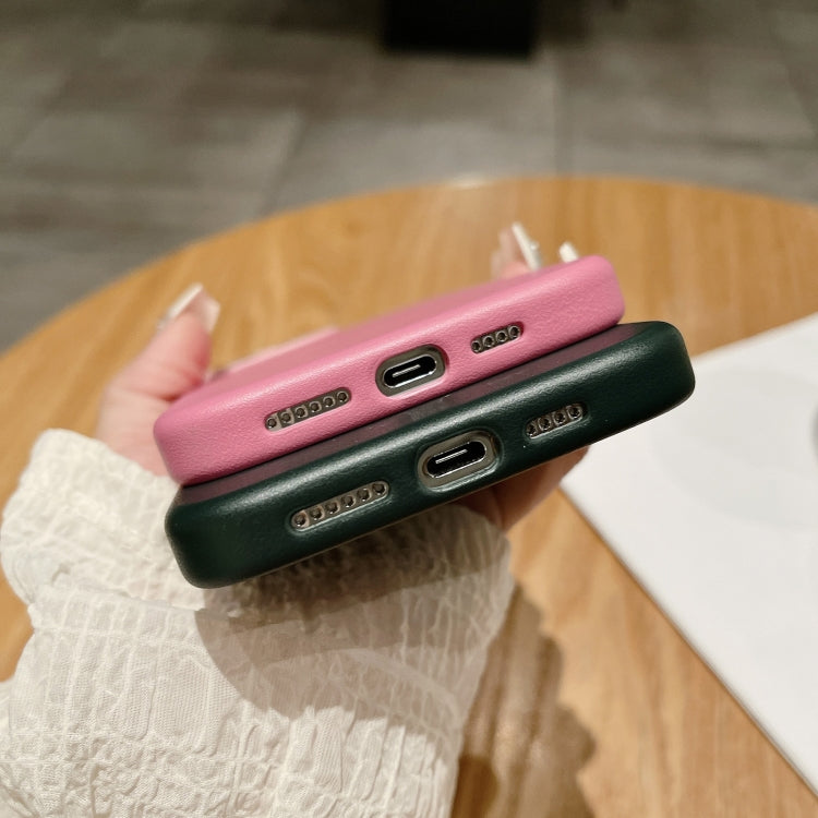 For iPhone 16 Pro Max Pure Color Leather Magsafe Magnetic Phone Case(Black) by buy2fix