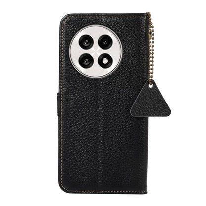 For OnePlus Ace 5 / 13R 5G Genuine Leather Litchi Texture RFID Leather Phone Case(Black) - OnePlus Cases by buy2fix | Online Shopping UK | buy2fix