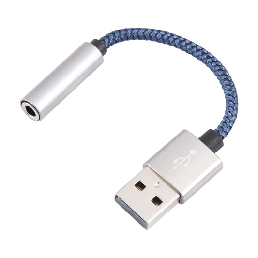 USB Male to 3.5mm Female Weave Texture Audio Adapter(Blue) by buy2fix