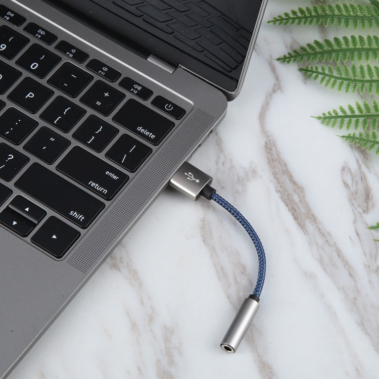 USB Male to 3.5mm Female Weave Texture Audio Adapter(Blue) by buy2fix