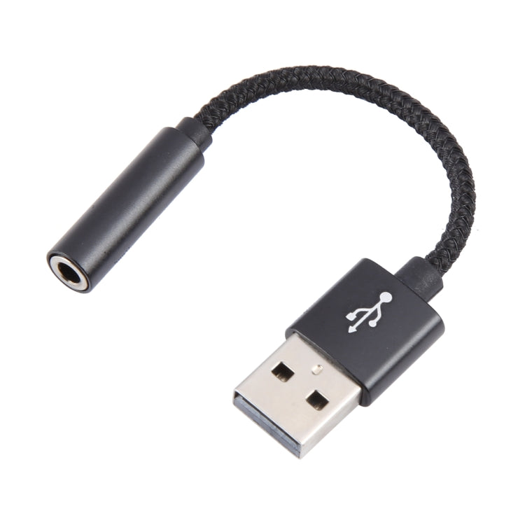 USB Male to 3.5mm Female Weave Texture Audio Adapter(Black) by buy2fix