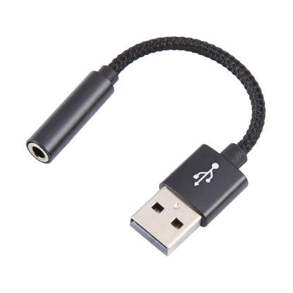 USB Male to 3.5mm Female Weave Texture Audio Adapter(Black) by buy2fix