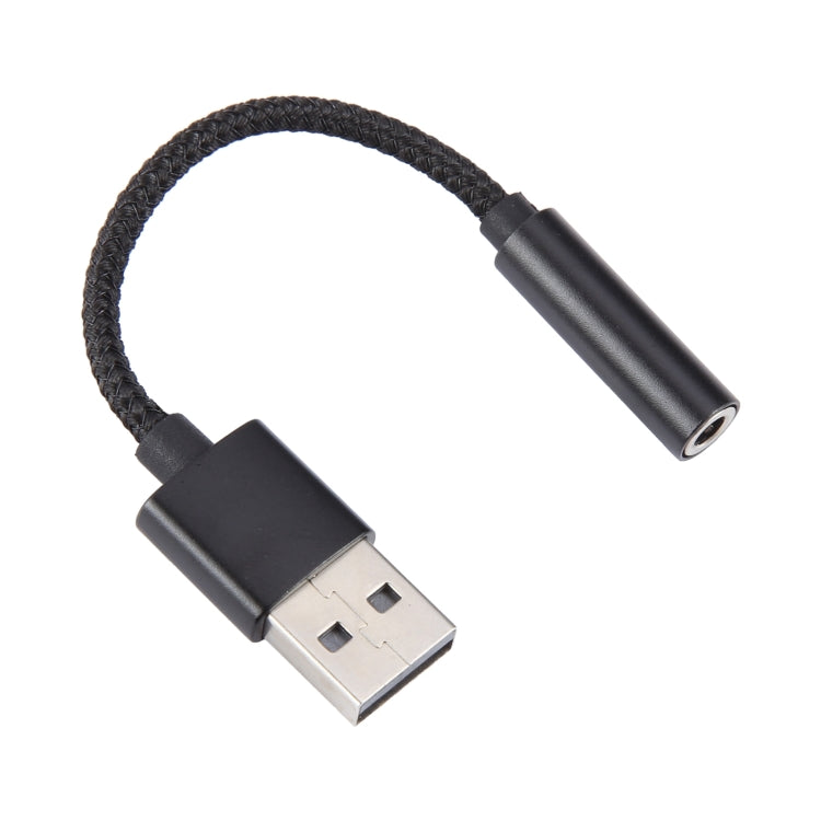 USB Male to 3.5mm Female Weave Texture Audio Adapter(Black) by buy2fix