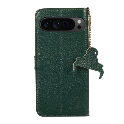 For Google Pixel 10 Pro / 9 Pro Genuine Leather Litchi Texture RFID Leather Phone Case(Green) - Google Cases by buy2fix | Online Shopping UK | buy2fix
