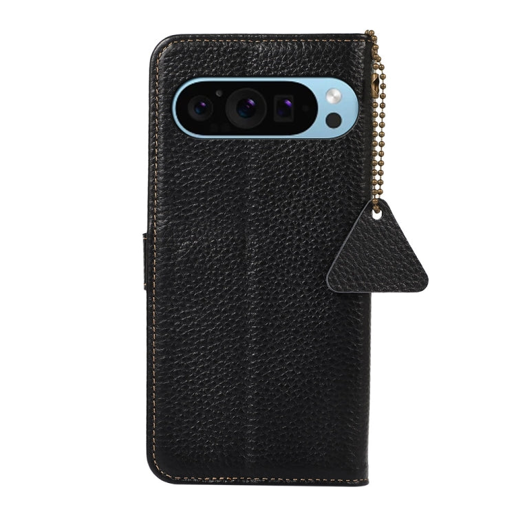 For Google Pixel 10 / 9 Genuine Leather Litchi Texture RFID Leather Phone Case(Black) by buy2fix