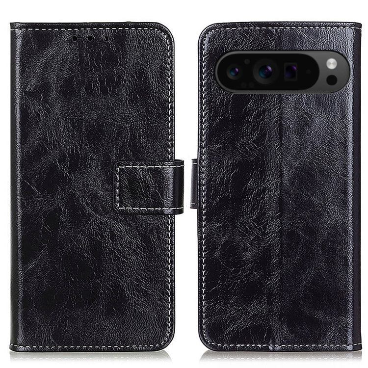 For Google Pixel 10 Pro / 9 Pro Retro Crazy Horse Texture Flip Leather Phone Case(Black) - Google Cases by buy2fix | Online Shopping UK | buy2fix