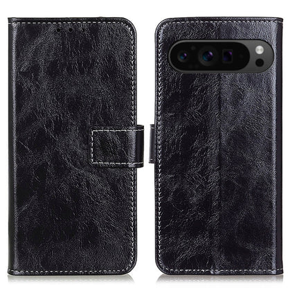 For Google Pixel 10 Pro / 9 Pro Retro Crazy Horse Texture Flip Leather Phone Case(Black) - Google Cases by buy2fix | Online Shopping UK | buy2fix