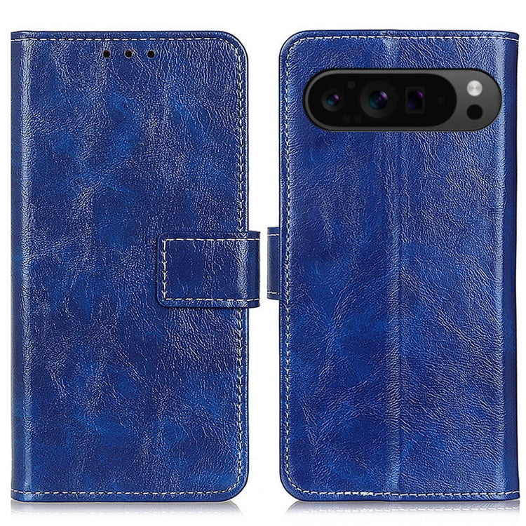 For Google Pixel 10 Pro / 9 Pro Retro Crazy Horse Texture Flip Leather Phone Case(Blue) by buy2fix
