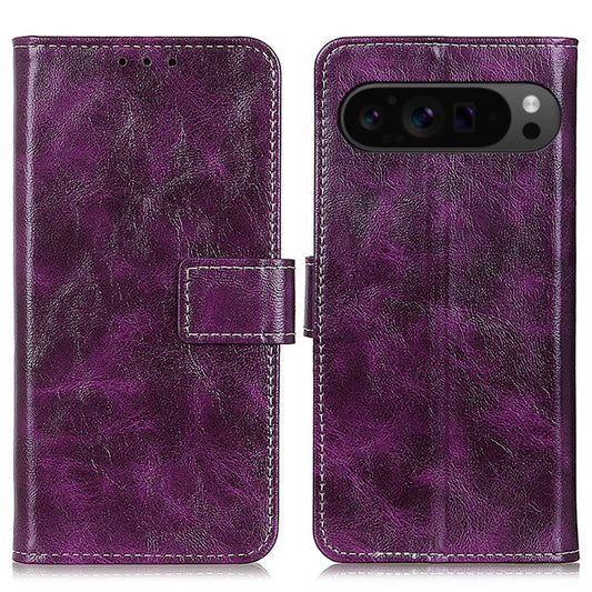 For Google Pixel 10 Pro / 9 Pro Retro Crazy Horse Texture Flip Leather Phone Case(Purple) by buy2fix