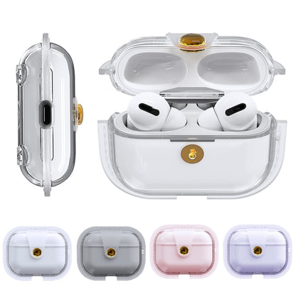 For AirPods Pro 1 Magnetic Clear Armor TPU TWS Earphone Cover(Black) - For AirPods Pro by buy2fix | Online Shopping UK | buy2fix