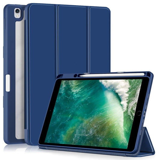 For iPad 10.2 2021 / 2020 / 10.5 Acrylic 3-Fold Solid Color Smart Leather Tablet Case(Dark Blue) - iPad 10.2 Cases by buy2fix | Online Shopping UK | buy2fix