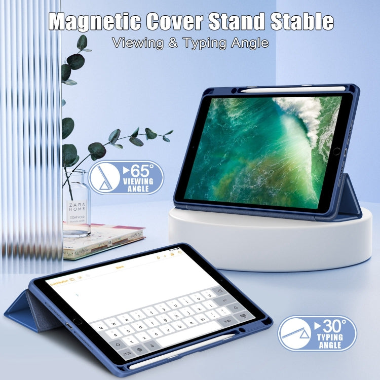 For iPad 10.2 2021 / 2020 / 10.5 Acrylic 3-Fold Solid Color Smart Leather Tablet Case(Dark Blue) - iPad 10.2 Cases by buy2fix | Online Shopping UK | buy2fix