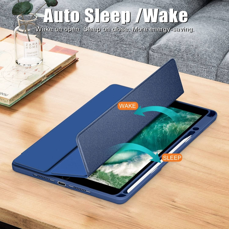 For iPad 10.2 2021 / 2020 / 10.5 Acrylic 3-Fold Solid Color Smart Leather Tablet Case(Dark Blue) - iPad 10.2 Cases by buy2fix | Online Shopping UK | buy2fix