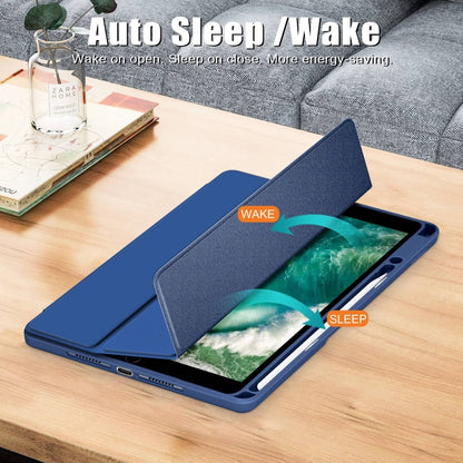 For iPad 10.2 2021 / 2020 / 10.5 Acrylic 3-Fold Solid Color Smart Leather Tablet Case(Dark Blue) - iPad 10.2 Cases by buy2fix | Online Shopping UK | buy2fix