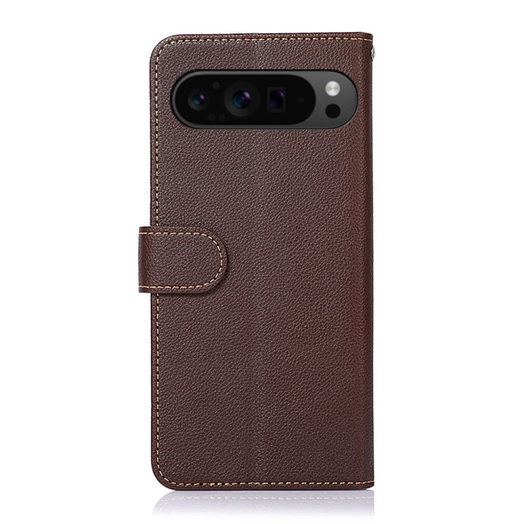 For Google Pixel 10 / 9 KHAZNEH Litchi Texture Leather RFID Phone Case(Brown) by buy2fix