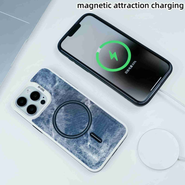 For iPhone 12 Pro Max Contrast Color Denim MagSafe Magnetic Phone Case(Yellow Green) by buy2fix