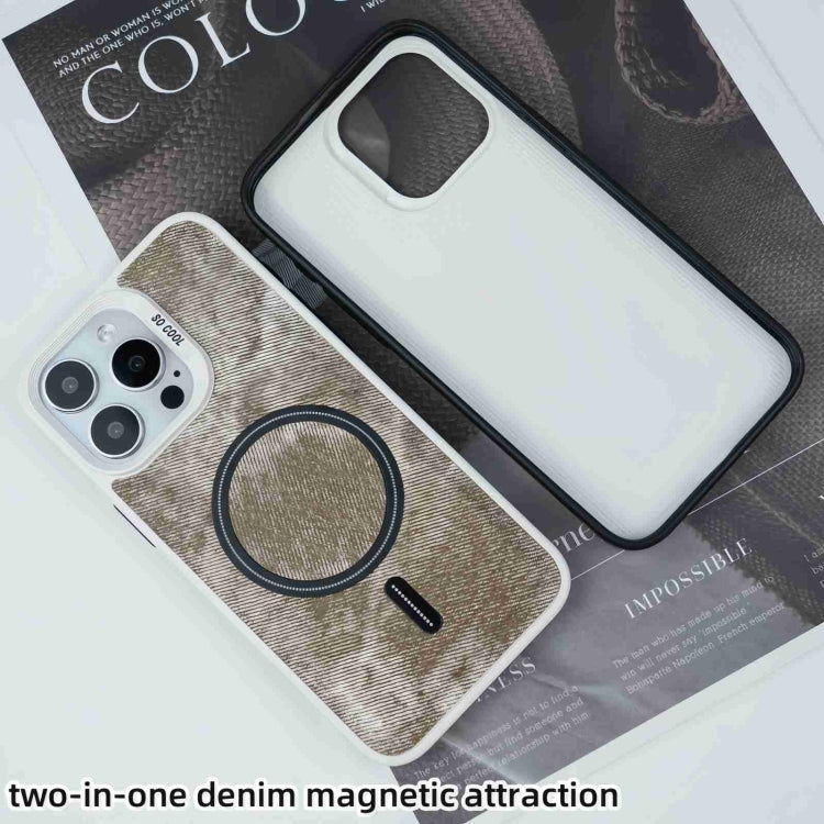 For iPhone 12 Pro Max Contrast Color Denim MagSafe Magnetic Phone Case(Yellow Green) by buy2fix