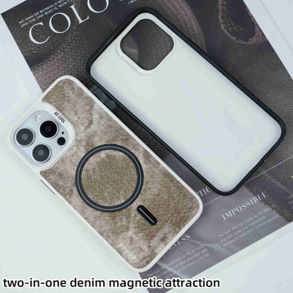 For iPhone 12 Pro Max Contrast Color Denim MagSafe Magnetic Phone Case(Yellow Green) by buy2fix