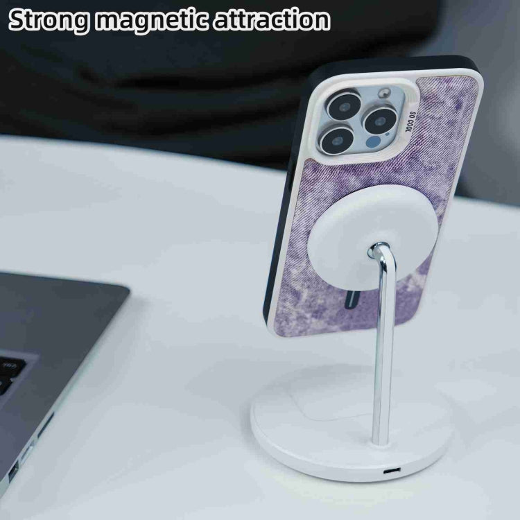 For iPhone 13 Pro Max Contrast Color Denim MagSafe Magnetic Phone Case(Pink Purple) by buy2fix