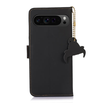For Google Pixel 10 / 9 Genuine Leather Magnetic RFID Leather Phone Case(Black) by buy2fix