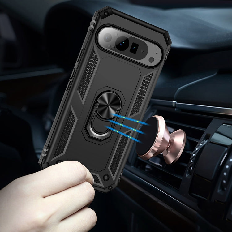 For Google Pixel 9 Pro XL Shockproof TPU + PC Phone Case with Holder(Black) - Google Cases by buy2fix | Online Shopping UK | buy2fix