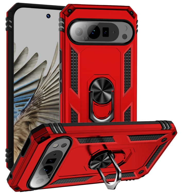 For Google Pixel 9 Pro XL Shockproof TPU + PC Phone Case with Holder(Red) by buy2fix