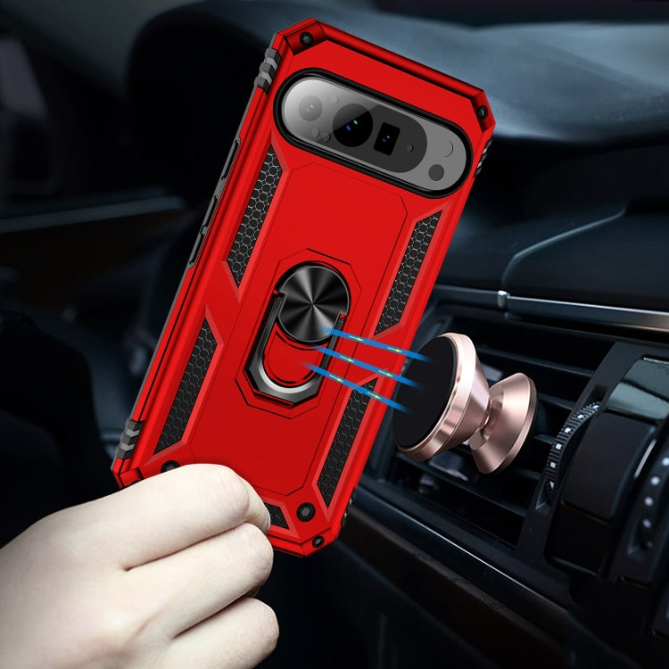 For Google Pixel 9 Pro XL Shockproof TPU + PC Phone Case with Holder(Red) by buy2fix